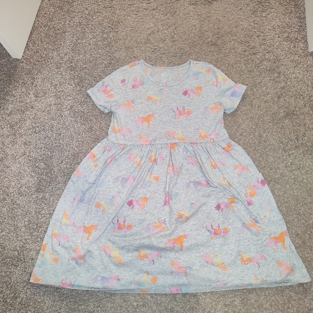 🌈 Wonder Nation Girls Dress - Unicorn Print - Size XL (14/16) - With Pockets!